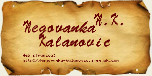 Negovanka Kalanović vizit kartica